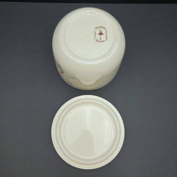 Universal Ballerina Rosette Refrigerator Jar Pink Rose Lidded Bowl Canister - Picture 8 of 11